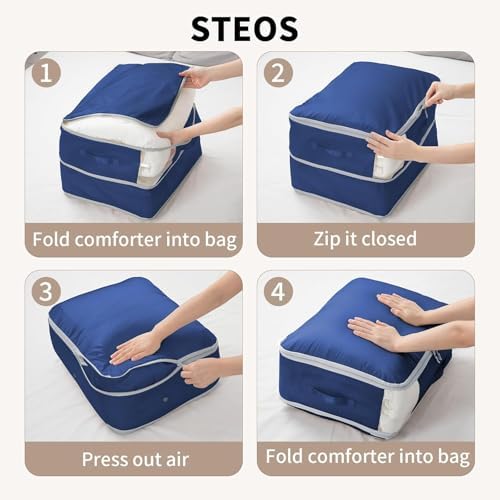 DIMJ Comforter Storage Bag 4 Pack - Blanket Storage Organizer Compression Bags, Large Capacity Ultra Space Saving Self Compression Organize for Bedding, Pillow, Duvet, Sheet Storage with Zipper Window - Image 4