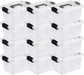 Nazhura Plastic Storage Bin, Stackable and Nestable Storage Boxes with White Lids and Secure Latching Buckles, Large Storage Container (CLEAR, 6QT 12PACK) by NazhuraGoodCompanionAtHome