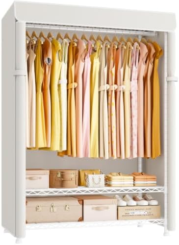 ULIFHOME H5C Max Clothes Rack with Cover, Covered Clothing Rack Heavy Duty by UlifHome
