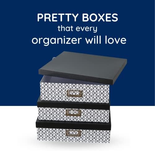 Soul & Lane - Black and White Jumbo Scrapbook Storage Boxes, Set of 3 - Image 4