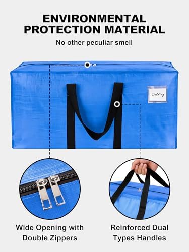 HOMESURE Supports 200lbs Heavy Duty Moving Bags - Strong Zipper & Wrap-Around Handles - Water-Resistant Storage Totes, Durable Alternative to Moving Boxes - 40 Pack - Sky Blue - Image 7