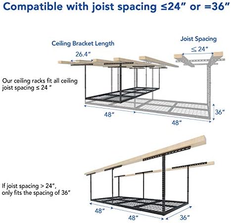 FLEXIMOUNTS 3x8 Overhead Garage Ceiling Storage Rack, 2 Pack, Hammertone - Image 7
