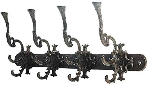 Sungmor Vintage Cast Iron Wall Hook Rack - Ornate 4-Hooks Coat and Hat Organizer - Heavy Duty Decorative Hanger for Entryway, Bathroom, or Mudroom - Retro Court Style & Rustic Bronze Finish - Image 2