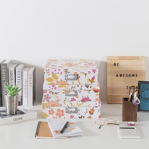 Soul & Lane - Keepsake Storage Boxes with Lids, Set of 3, Floral Collage - Image 2
