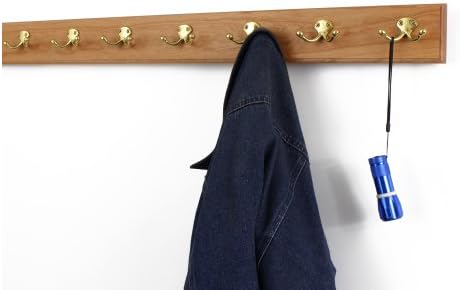 Cherry Coat Rack with Solid Brass Double Style Hooks (Cherry, 36" x 3.5 with 7 hooks) - Image 2