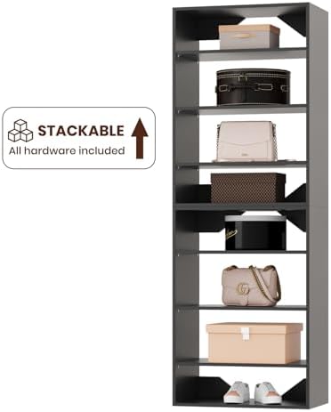 ROOMTEC 19.5" Shelf Short Tower Closet Unit, Modular Closet System with Shelf, Wardrobe Organizer for Bedroom or Walk-in Closet, Wall Mounted, Customizable Clothes Storage Unit, Black - Image 7