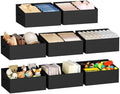 DIMJ Large Closet Shelf Organizer Bins 8 Packs with Handles and Divider, Fabric Trapezoid Storage Baskets, Foldable Clothes Containers Box for Shelf, Towel, Book, Toy, Purse, Hats, Black by DiMJ