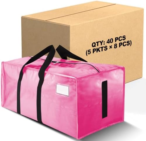 HOMESURE Supports 200lbs Heavy Duty Moving Bags - Strong Zipper & Wrap-Around Handles - Water-Resistant Storage Totes, Durable Alternative to Moving Boxes - 40 Pack - Pink by testVendor01-gamma