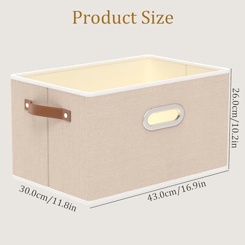 Yawinhe Foldable Storage Baskets for Shelves,16.9x11.8x10.2in,Beige,6-Pack - Image 5