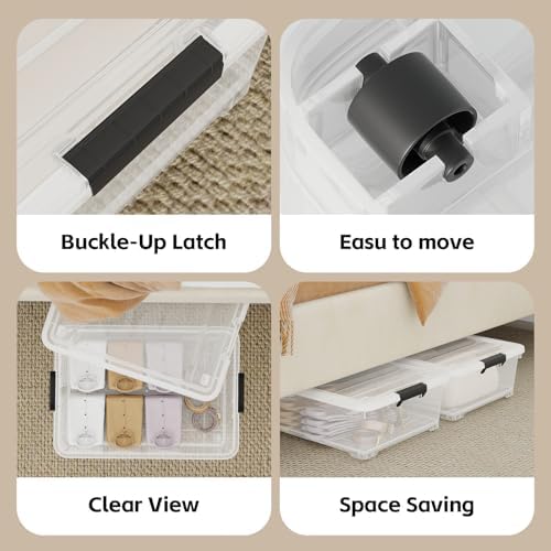 3 Pack 25 Qt Plastic Under Bed Storage Bin with Secure Lids - Image 3