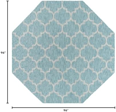 Unique Loom Outdoor Trellis Collection Area Rug (8' Octagon, Aquamarine/ Gray) - Image 2