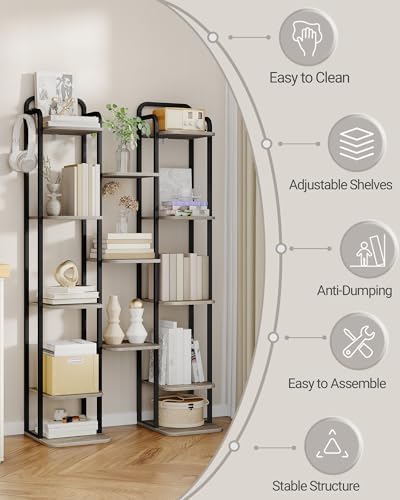 Hzuaneri 8 Tiers Vertical Shoe Rack, Tall Shoe Shelf with 2 Hooks - Image 7