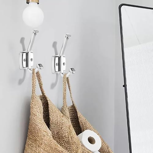 10 Pack 4-3/4 inch Polished Chrome Coat Hooks, Wall Mounted with Screws Suitable for Hanging Keys, Bath Towel, Bags, Hats, etc. Square Zinc Alloy mudroom Hooks - Image 2