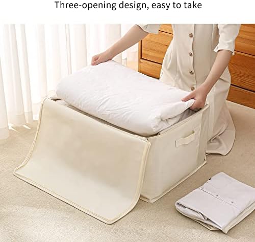4 Pack Canvas Comforter Storage Bags for Clothes & King Comforters, Natural - Image 4