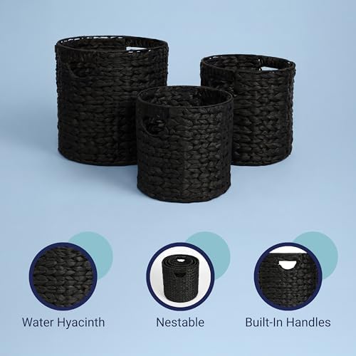 happimess Avery 3-Piece Cylinder Nesting Baskets 13", Black - Image 6