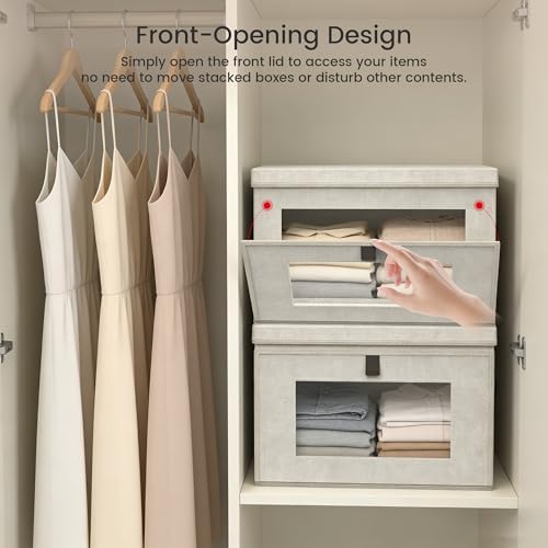 Magnetic Front Opening Fabric Storage Bins with Lids,16.5x11.8x11 in,4Pack - Image 4