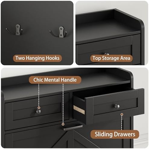 Shoe Cabinet with 6 Flip Drawers & 2 Top Drawers, 57" Tall Freestanding Narrow Wooden Shoe Storage Organizer for Entryway, Hidden Slim Shoe Rack for Front Door Entrance, Hallway, Living Room, Black - Image 6