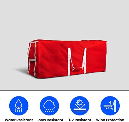 Covers & all Christmas Tree Storage Bag, Made of Waterproof, UV-Resistant Polyester Fabric (60” W x 20” D x 25.5” H, Red) - Image 3