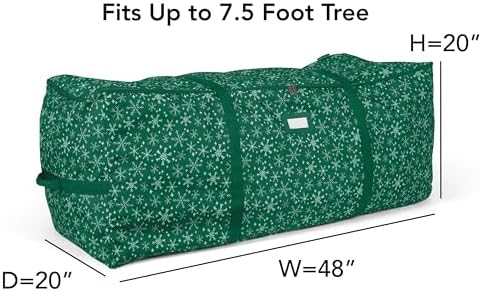 Covermates Christmas Tree Cinch Bag, 48" W x 20" D x 20" H, Green Snowflake - Image 3