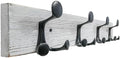 SKOLOO 24-Inch Wood Coat Rack Wall Mount with 4 Triple Hooks - Ideal for Family Entrances, Classrooms, and Pet Supplies Storage - Perfect Coat Hooks for Wall,Distressed White Wash by SKOLOO