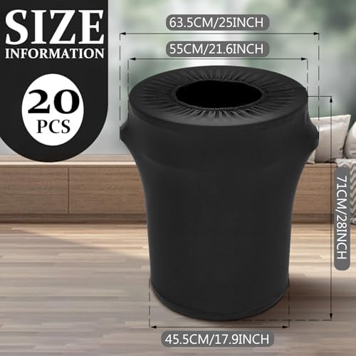 Tanlade 20 Pcs 32 Gallon Stretch Spandex Trash Can Covers Round, Black - Image 2
