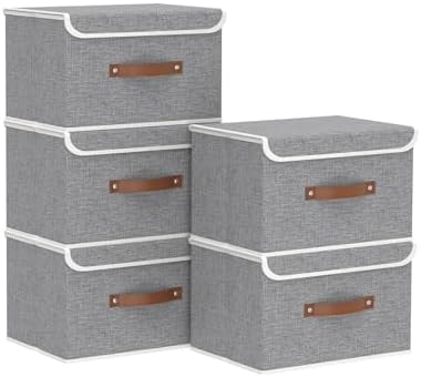 Yawinhe Collapsible Storage Boxes,Grey,10.2x7.9x6.7in,5-Pack by Yawinhe