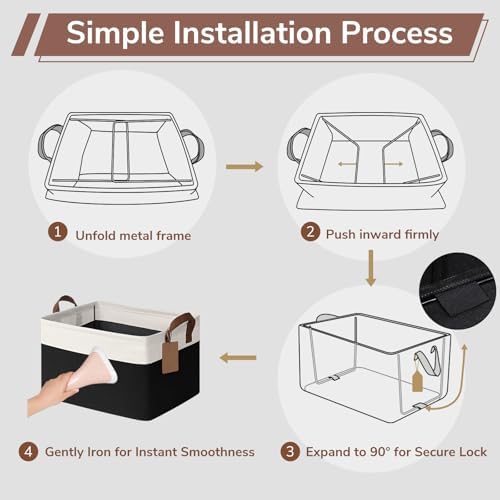 CHICVITA 4 Pack Large Fabric Storage Baskets for Shelves, 30L Black & White - Image 7