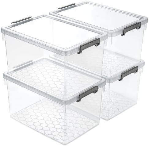 Citylife 48 Qt Ultra-Thick Plastic Clear Storage Bins with Lids, 4-Pack by CITYLIFEHomeOrganization