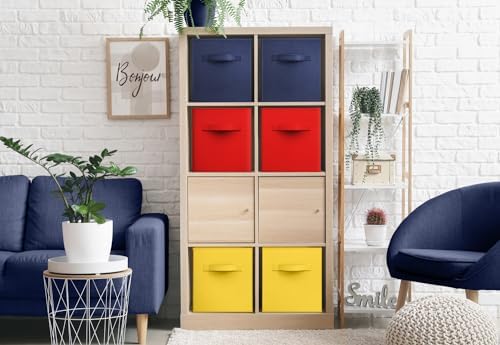 Sorbus 6-Pack Fabric Storage Cubes (13 Inch, Multi - Yellow Red Navy) - Image 4