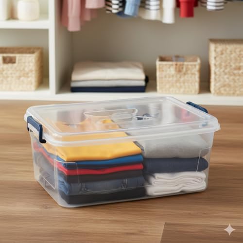 Tribello Clear Storage Bins with Lids, 6-Pack Stackable Plastic Storage Containers for Home Organization – Totes for Closet and Underbed Storage, 16 Quarts - Image 3