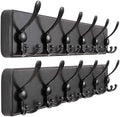 Dseap Coat Rack Wall Mounted - 24" Long 6 Tri Hooks, Heavy Duty Wooden Wall Coat Hanger Coat Hook for Clothes Hat Jacket Clothing, Black, Pack of 2 by Dseap