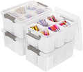 Citylife 17QT 4-Pack Clear Storage Bins with Lid 6 inserts Stackable by CITYLIFEHomeOrganization