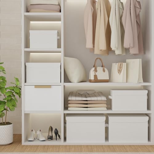 Foldable Storage Bins, Closet Boxes, 4 Pack, White, 13x9x7.9 In - Image 2