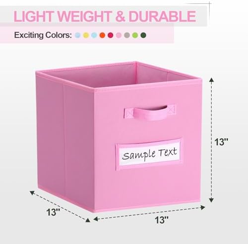 Fabric storage cubes (8 Pack) 13 Inch Cube Storage Bin, cube organizer bins with 8 Labels Window Cards & a Pen, Foldable cube organizer bins and Storage Box, Light Pink - Image 2