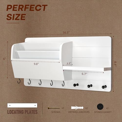 Rebee Vision Key Holder Wall Mount with Hooks for Home Decor, White - Image 2
