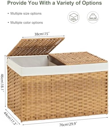 SETVSON Storage Basket with Lid, 2-Lid PE Rattan Storage Bin, Natural - Image 4