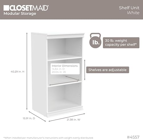 ClosetMaid Modular Storage Shelf Unit with 3 Shelves, White - Image 3