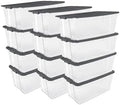 Sterilite 12-Pack Modular Stacker Box, Durable Clear Plastic Storage Bins with Latching Lids, 200 Quart - Stackable Organizing Container Boxes for Closet, Bathroom, and Office by Sterilite