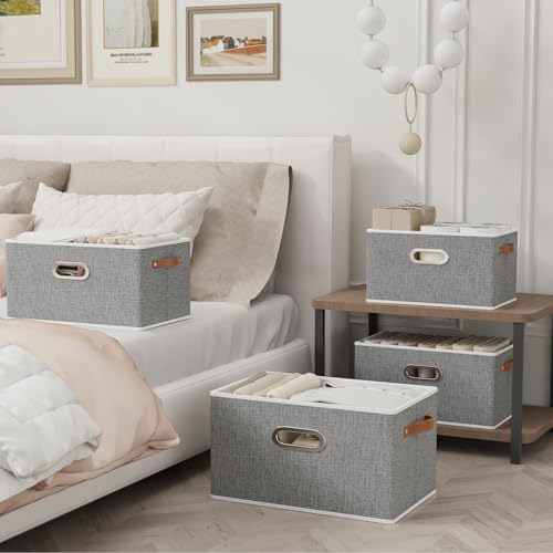 Yawinhe Collapsible Fabric Storage Bins,15.0x9.8x8.3in,Grey,6-Pack - Image 2