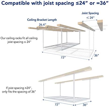FLEXIMOUNTS 3x6 Overhead Garage Ceiling Storage Rack, 2 Pack, White - Image 6