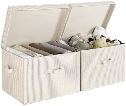 StorageWorks Fabric Storage Bins with Lids, Closet Storage Bins by StorageWorks