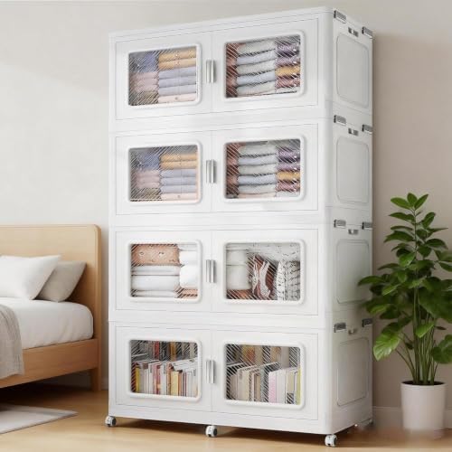 BROVIEW 1200 Qt/300 Gal Stackable Storage Bins with Lids, 4 Pack, White by BROVIEW-EnjoytheArtofLife