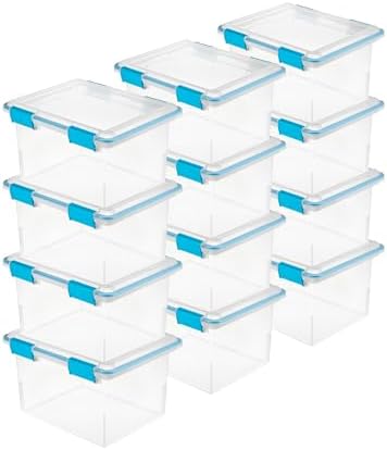 Sterilite Gasket Storage Box with Lids for Home & Office, 32 Quart, 12-Pack by Sterilite