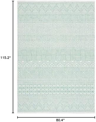 SAFAVIEH Washable Rug Outdoor Courtyard Collection - 6'7" x 9'6", Beige & Green, Non-Shedding & Easy Cleaning, Ideal for Patio, Backyard, Mudroom (CY8196-55712) - Image 6
