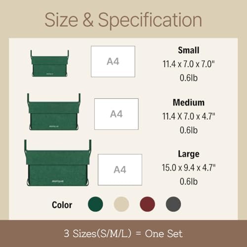 meaningLAB 3 Assorted Sizes Collapsible Felt Storage Box - 2in1 Function with Lid - Versatile Felt Storage Bins for Closet, Cube Organizer, Makeup & Basket (Deep Green) - Image 7