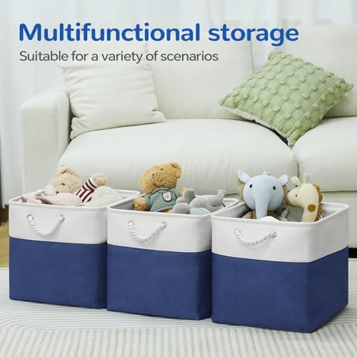 13x13 Inch Foldable Fabric Cube Storage Bins with Handles 6 Pack - Image 5