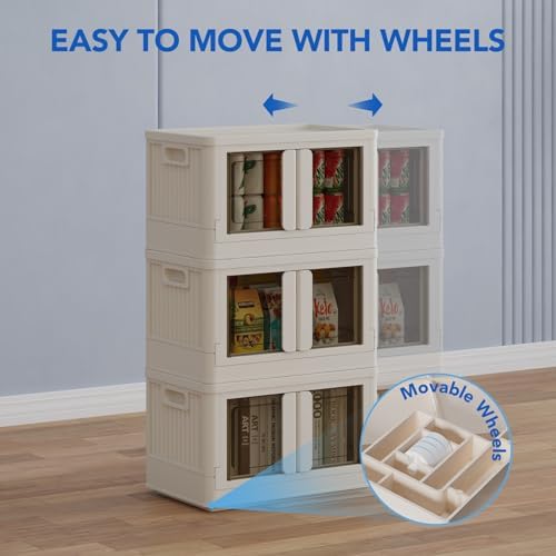 FLEXIMOUNTS 75 QT Stackable Plastic Storage Bins With Lids, Milky White - Image 5