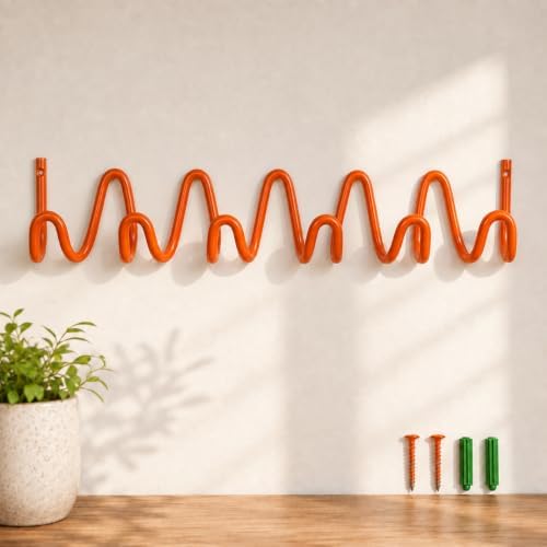 Coat Rack Wall Mount, Modern Wave Metal Wall Hooks by Unknown