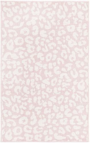 Unique Loom Outdoor Safari Collection Area Rug - Leopard (3' x 5' 3" Rectangle, Pink Ivory/ Ivory) - Image 3