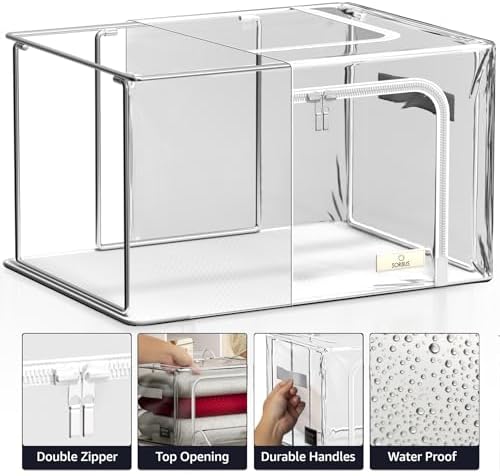 Sorbus Clear Foldable Storage Bins with Metal Frame (Medium, 4 Pack) - Image 6